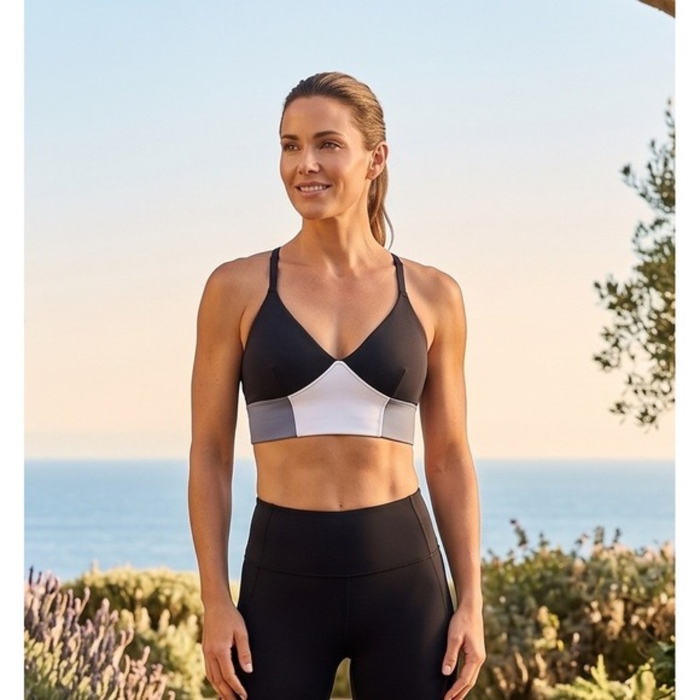 Calia Carrie Underwood  Colorblock Sports Bra Grey Pearl Medium NWT